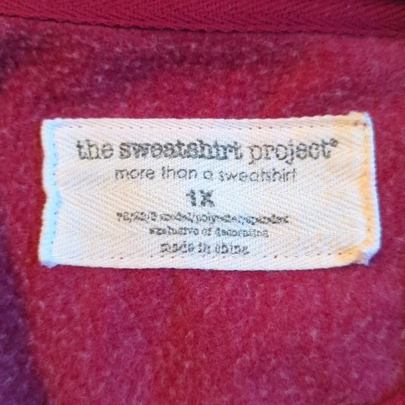 The Sweatshirt Project 1X Burgundy Wine Pullover High Low Hemline Button Accents - Picture 6 of 7
